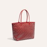 Goyard Goyardine Artois Tote PM Red Canvas & Chevroches Calfskin Palladium Hardware - Image 2